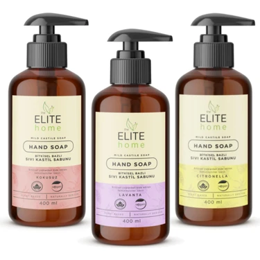 The Elite Home Bitkisel Bazlı Ve Vegan Sertifikalı Sıvı El Sabunu 400 Ml 3 Lü