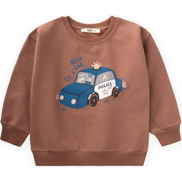 Cigit Police Baskılı Sweatshirt 1-7 Yaş Açık