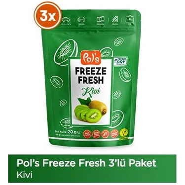 Pol's Freeze Fresh Kivi 3 adet x 20 g Dondurularak Kurutulmuş