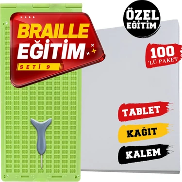 Braille Eğitim Seti 9 100'LÜ (9 Satırlı Braille Tablet, Braille Kalem, 100'LÜ Braille Yazı