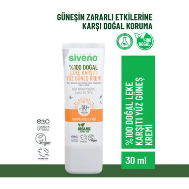 Siveno Yüz Güneş Kremi Aydınlatıcı Mineral Filtre Uva