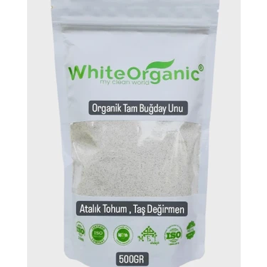 White Organic Organik Tam Buğday Unu 500 gr Atalık Tohum Taş