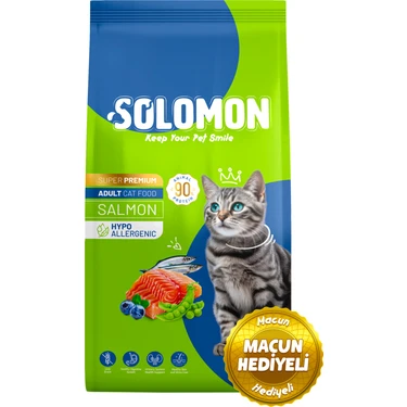 Solomon Yetişkin Somon'lu Süper Premium Kedi Maması 9 kg Hipoalerjenik Düşük