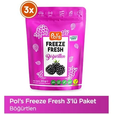 Pol's Freeze Fresh 3'lü Freeze Dry Böğürtlen 100% Doğal Vegan Ürün Şeker