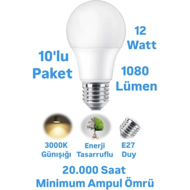 Repplam ERKLED 12W Günışığı LED Ampul 1080 Lümen E27 Duylu LED