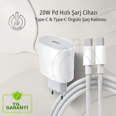 Íphone 15-16 Pro/Promax Uyumlu Orjinal 20W Pd Hızlı Şarj Cihazı ve Type-C & Type-C Şarj Kablosu