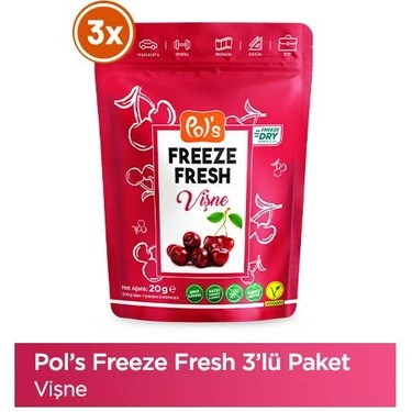 Pol's Freeze Fresh Vişne 25 g x 3 Adet Freeze Fresh Dondurularak Kurutulmuş