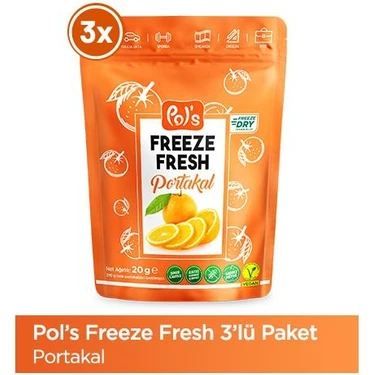 Pol's Freeze Fresh Portakal 20 g x 3 Adet Freeze Dry Dondurularak Kurutulmuş