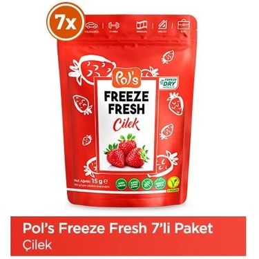 Pol's Freeze Fresh Çilek 15 GR x7 Adet (Freeze Dry Dondurularak Kurutulmuş