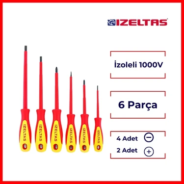 İzeltaş Tornavida Seti 6 Parça Elektrikçi İzoleli 1000V Güvenli ve