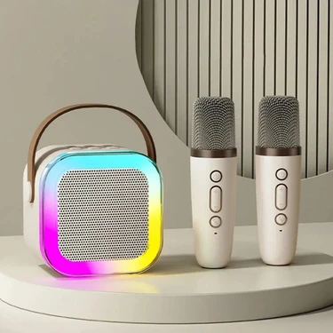 Taşınabilir Çift Mikrofonlu Rgb Renkli Kablosuz Bluetooth Karaoke