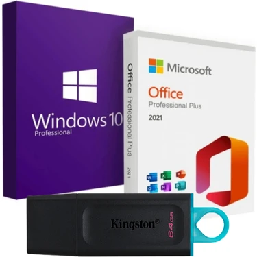 Windows 10 + Office 2021 Pro Plus Kurulum Dosyalı - Yazılım Etkinleştirme Anahtarı İçeren USB