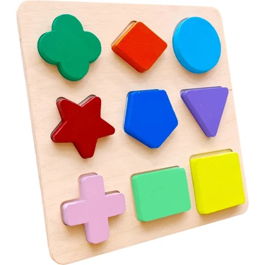 Hamaha Wooden Toys Doğal Ahşap Eğitici Oyuncak Yıldız Geometrik Şekiller Renkli Bultak