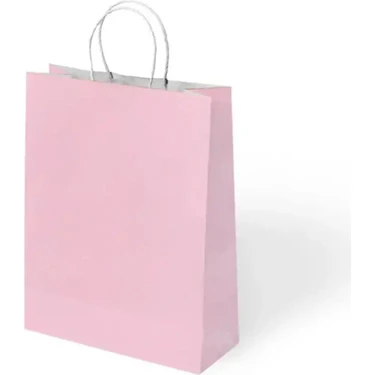 Minik Shop Pembe Büküm Saplı Kraft Çanta 25 x 31 cm 24