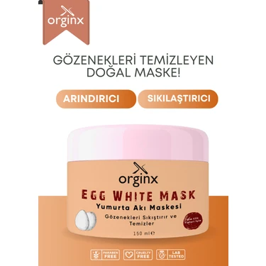 Orginx Yumurta Akı Maskesi Siyah Nokta ve Gözenek Temizleyici Maske