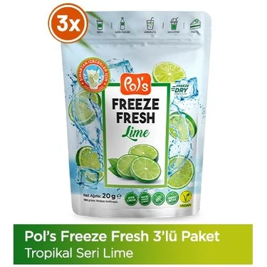 Pol's Freeze Fresh Lime 20 g x 3 Adet Freeze Dry Dondurularak Kurutulmuş