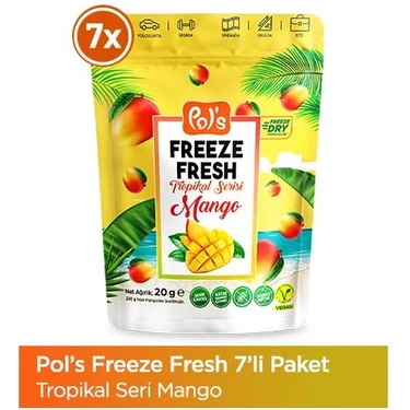 Pol's Freeze Fresh Mango 20 G x 7 Adet Freeze Dry Dondurularak Kurutulmuş