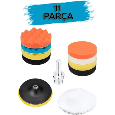 Batcell Oto Araç Araba Pasta Cila Polisaj Süngeri Keçesi Pedi 115 mm Parlatıcı Parlatma Seti 11