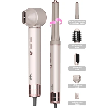 Sinbo Pro Airwrap Compact Uzun Multi-Styler Hava Üfleme 5in1 Saç Şekillendirici Bldc Motor SHD-1729