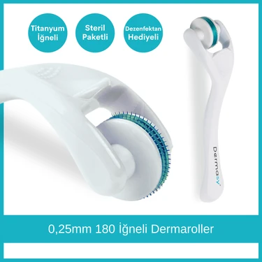 Dermasy 0,25 mm 180 İğneli Göz Çevresi Dermaroller - Titanyum İğneli - Dermaroller Dezenfektanı