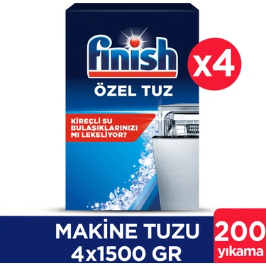 Finish Bulaşık Makinesi Tuz 1500 gr x 4 Özel Tuz Kireç Önleyici Etki ile 200