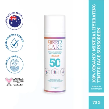 Minela Care Hydrating Organik Mineral Filtreli Renkli Yüz Güneş Kremi Spf 50 70 gr