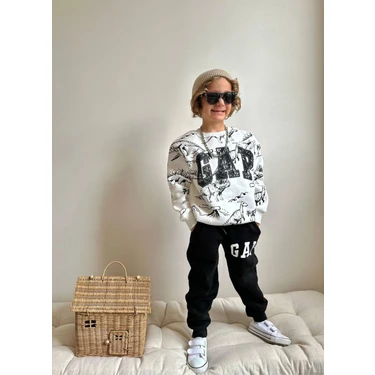 Sacro Kids Dinozor Baskılı Eşofman-Sweatshirt 2 Iplik Mevsimlik Erkek Çocuk