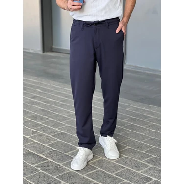 Erkek Ipli ve Beli Lastikli Jogger Chino