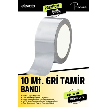 Elevats Premium 10M x 4.8cm Gri Çok Amaçlı Tamir Bandı - Gri Tamir