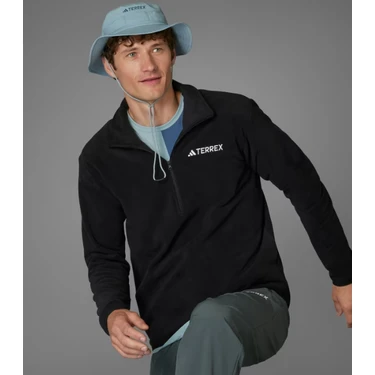adidas Multi Essentials 1/2 Zip Fleece Erkek Siyah Dik Yaka