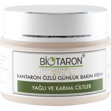 Biotaron Kantaron Özlü Yüz Kremi - 50ml | Yağlı ve Karma Ciltler Için | Yoğun Nemlendirme ve Sebum