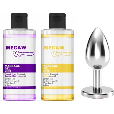 Megaw 50 ml Forest Fruits ve 50 ml Limon Aromalı Kayganlaştırıcı + Metal Anal