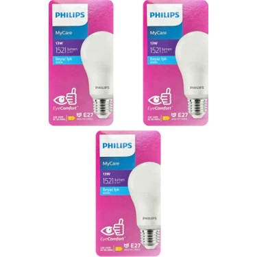 Philips 13W (100W) 6500K (Beyaz Işık) E27 Duylu LED Ampul (3