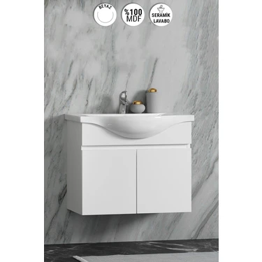 Özceden Yıldız 65 Komple Beyaz Alt Dolap ve Lavabo Taşı