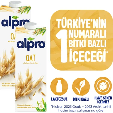 Alpro Yulaf Sütü 2 x 1lt Laktozsuz Bitkisel Vegan