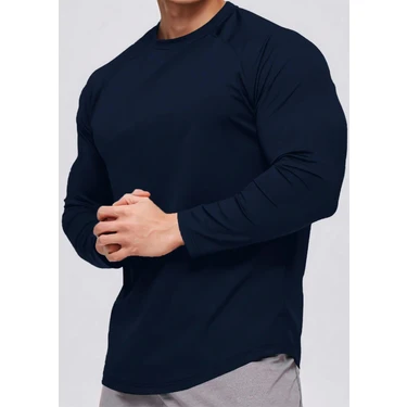 Ghassy Co. Erkek Running Sports Reglan Oval Kesim Uzun Kollu Pamuklu Penye