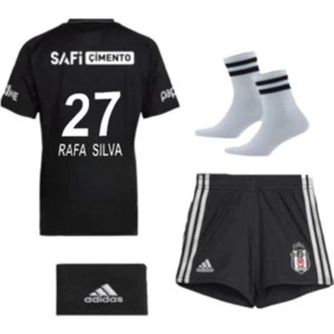 Beşiktaş Rafa Silva Siyah Çoçuk Forması 4lü Set Bileklik Çorap Yanında 2024-25