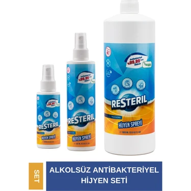 Resteril Hijyen Spreyi 100x2000x1000ml Alkolsüz Klozet Kapağı Temizleyici Dezenfektan Seyahat