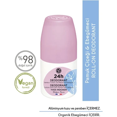 Yves Rocher Roll-on Deodorant - Pamuk Çiçeği & Ebegümeci-50