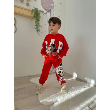 Sacro Kids Gap Mickey Desenli Eşofman-Sweatshirt 2 Iplik Mevsimlik Erkek Çocuk