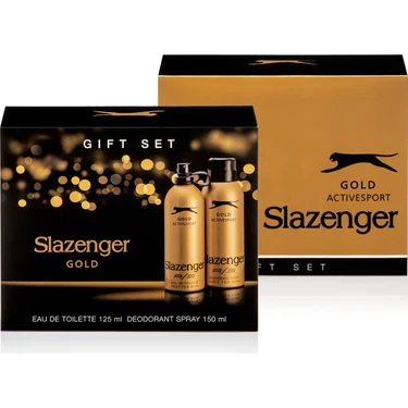 Slazenger Erkek Parfüm ve Deodorant Seti - Gold EDT Ferah ve Spor Koku (125 ml + 150 ml) Hediye