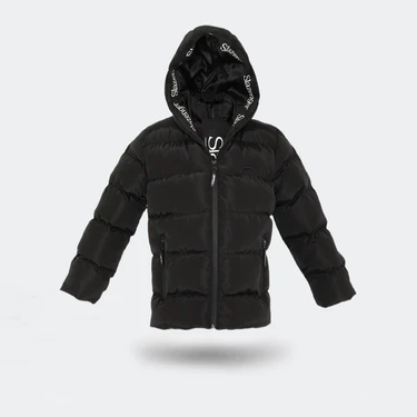 Slazenger NEONS  Çocuk Mont Kışlık Kapüşonlu Regular Fit Siyah