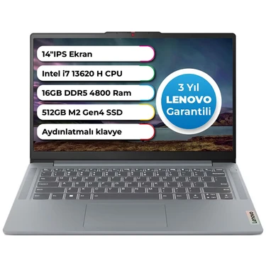 Lenovo Ideapad 3 Slim Case Intel Core İ7-13620H 16 GB 512 GB  Freedos 14 Inç