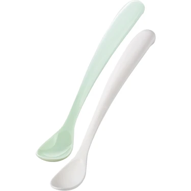 Mamajoo Ergonomik Beslenme Kaşık Seti Powder Green & Beyaz, 6 Ay+ İkili - Saklama Kabı