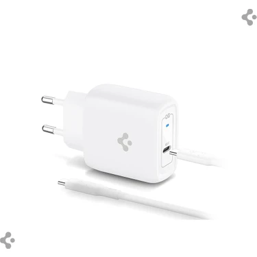 Spigen 45W USB-C Hızlı Şarj Aleti + Örgü Şarj Kablo PPS 2.0 Desteği / Isı Düşürücü GaN Destekli