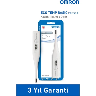 Omron Eco Temp Basic Suya Dayanıklı Tıbbi Ateş Ölçer - Hassas Ölçüm için Koltuk Altı ve Ağız