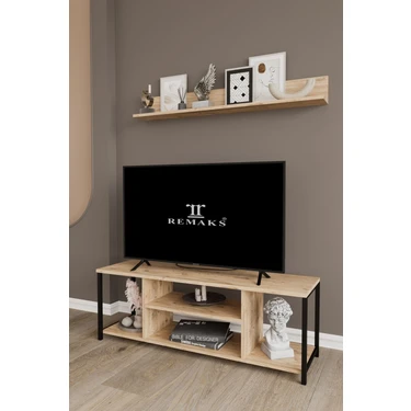 Remaks Jolie 120  cm  Metal Tv Sehpası Raflı Tv Ünitesi Televizyon Sehpası