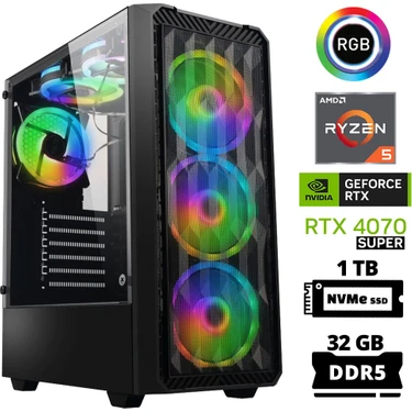 Xaser Delux X76 Ryzen 5 7600 32GB Ddr5 Ram 1tb M.2 Nvme SSD 12GB RTX4070 Super Masaüstü Oyuncu