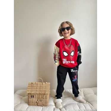 Sacro Kids Spider Baskılı Eşofman-Sweatshirt 2 Iplik Mevsimlik Erkek Çocuk