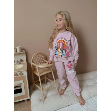 Sacro Kids Bluey Baskılı Eşofman-Sweatshirt 2 Iplik Mevsimlik Kız Çocuk